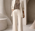 Tailored Wide-Leg Suit Set in Ivory White