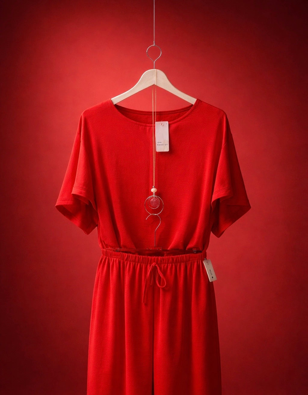Relaxed Two-Piece Co-ord Set in Bold Terracotta Red