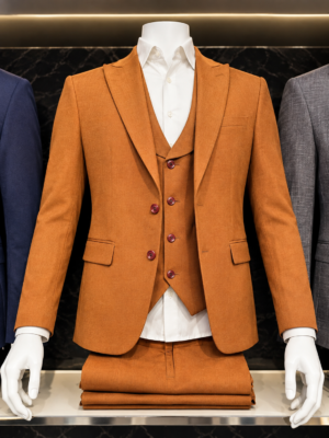 Driedelig kostuum – Cognac